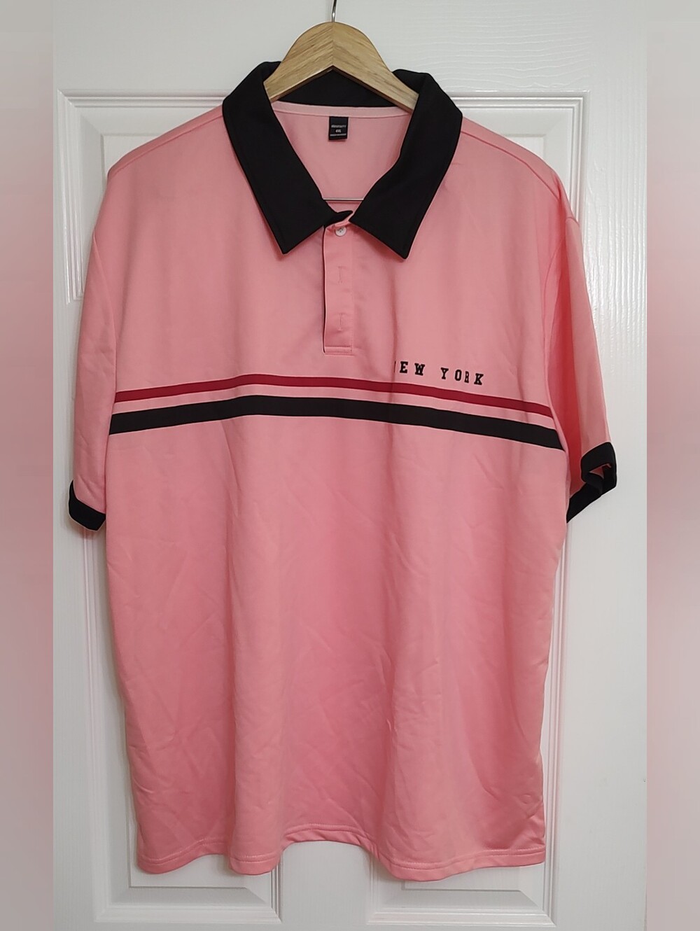 Manfinity Men's Pink Polo Shirt 4XL - New York Detail Big & Tall Preppy